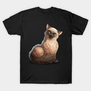 Malaysian or Siamese Longhair Cat Pet Portrait T-Shirt